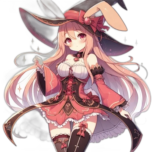 dress, hat, staff, weapon transparent PNG cut-out