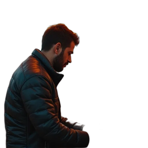 jacket, face, staff, creature transparent PNG cut-out