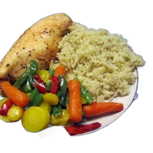 food, plate, rice, chicken transparent PNG cut-out