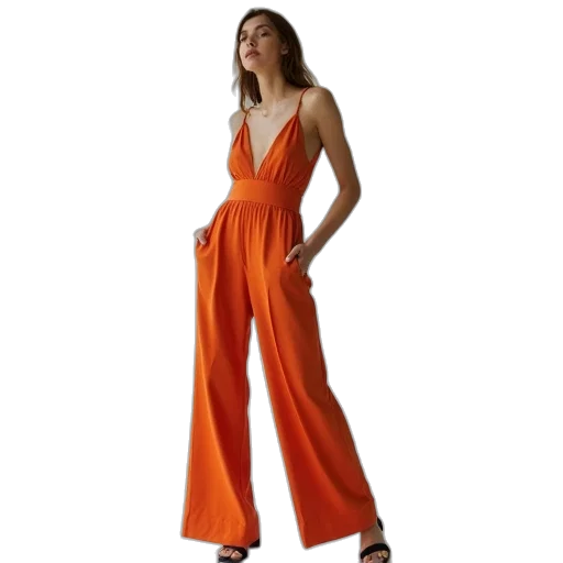 dress, sleeveless, jumpsuit, front transparent PNG cut-out