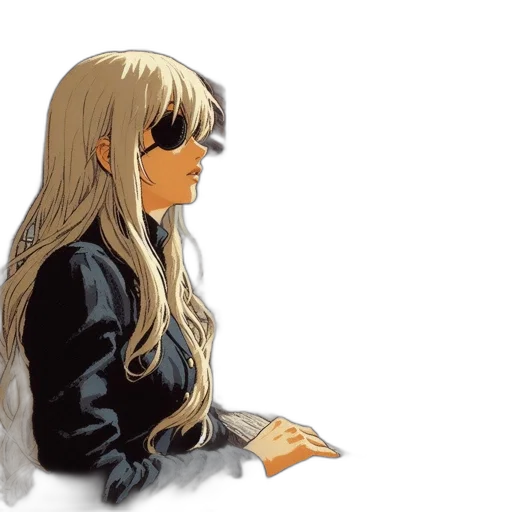 jacket, hair, face, photorealistic transparent PNG cut-out