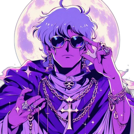 jacket, jewelry, staff, vaporwave transparent PNG cut-out