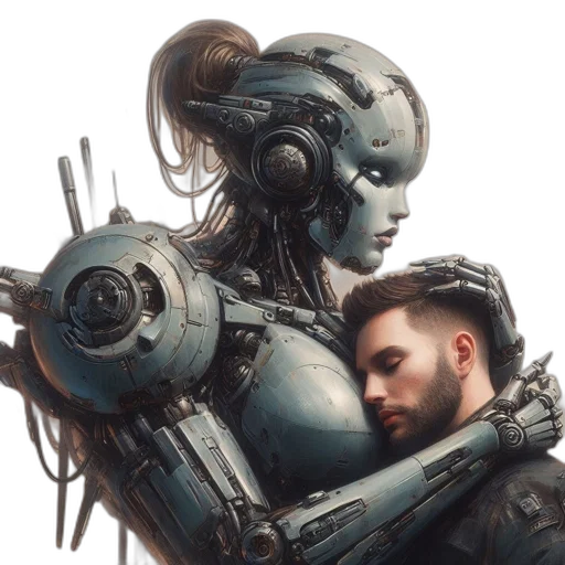 robot, face, cyberpunk, concept art transparent PNG cut-out