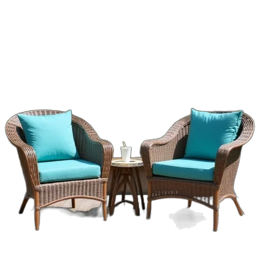 furniture, 3d render, photorealistic, blue transparent PNG cut-out