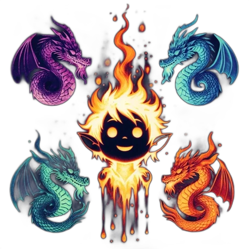 dragon, fantasy art, concept art, pixel art transparent PNG cut-out