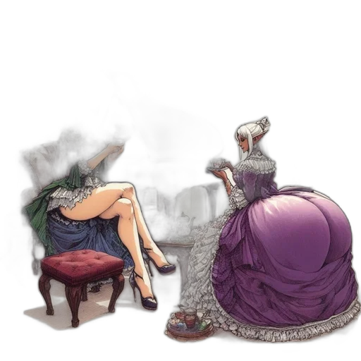 dress, furniture, crown, shoes transparent PNG cut-out
