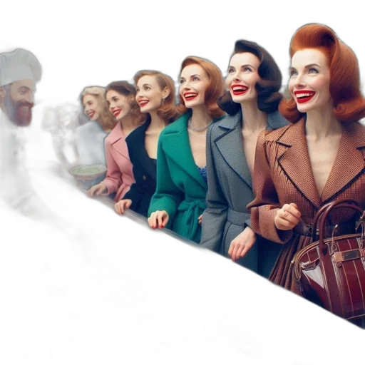 concept art, women, retro-style, clothing transparent PNG cut-out