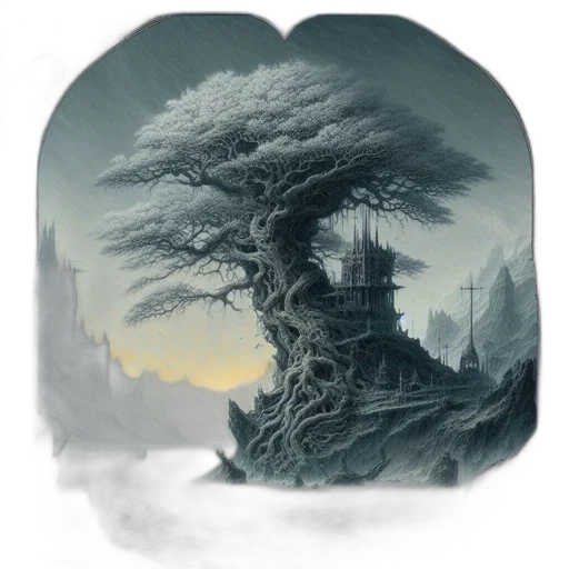 tree, fantasy art, concept art, pixel art transparent PNG cut-out