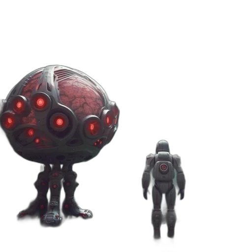 robot, creature, concept art, 3d render transparent PNG cut-out