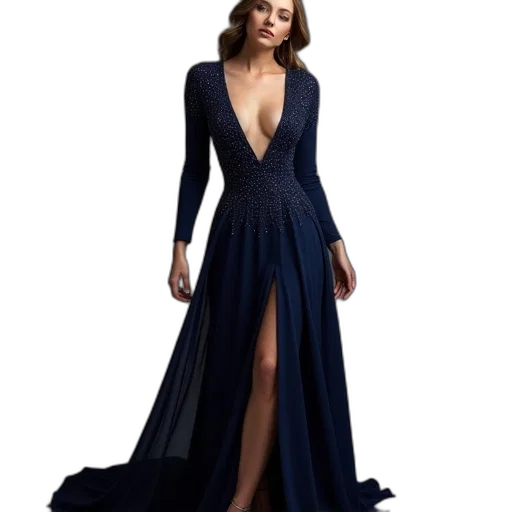 dress, dark, blue, womens transparent PNG cut-out