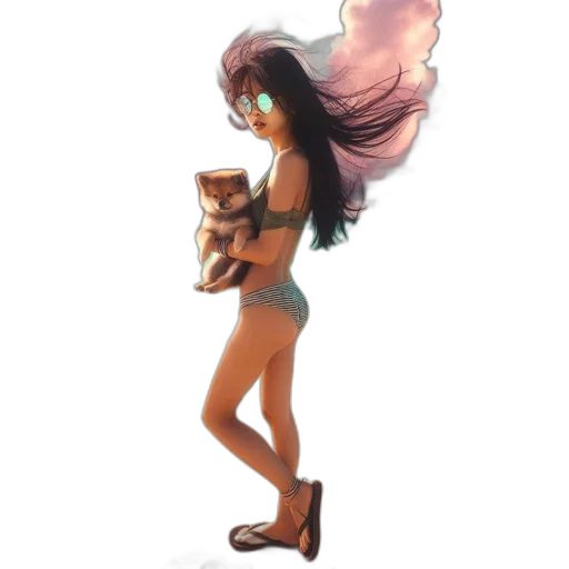 creature, dress, hair, concept art transparent PNG cut-out