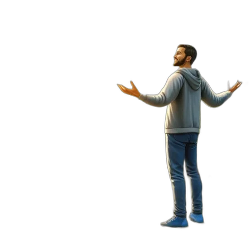 jacket, staff, robot, 3d render transparent PNG cut-out