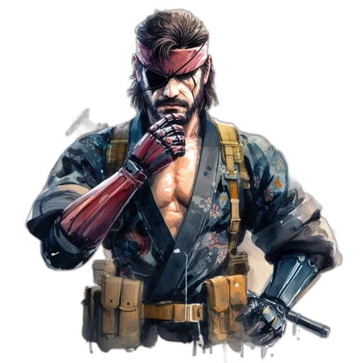 weapon, face, jacket, concept art transparent PNG cut-out