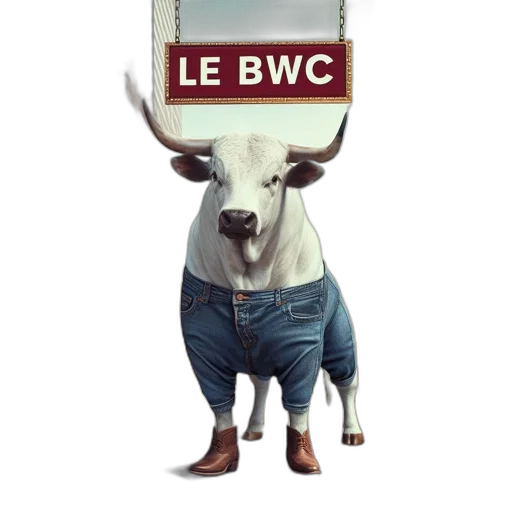 concept art, anthropomorphized, bull, wears transparent PNG cut-out