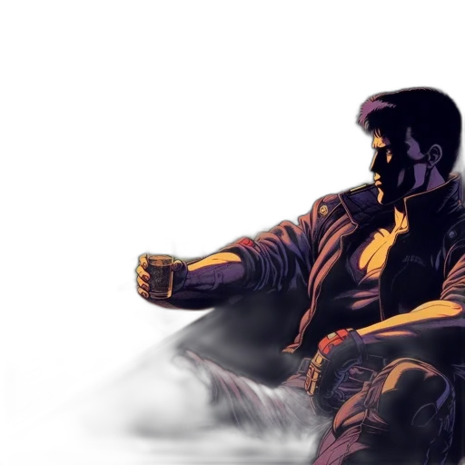sword, jacket, weapon, comic book art transparent PNG cut-out