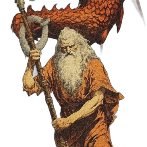 dragon, staff, sword, creature transparent PNG cut-out