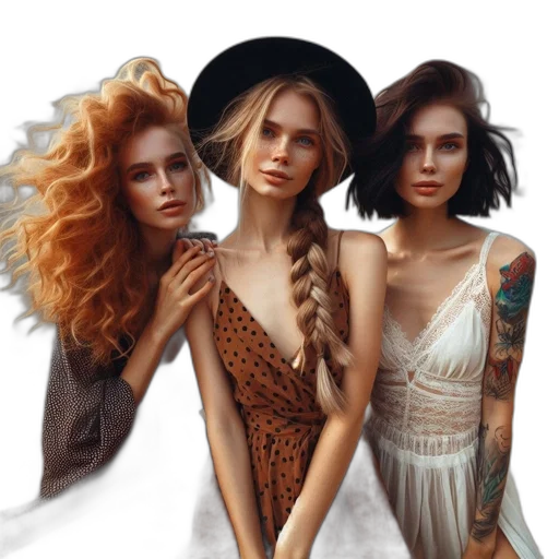 dress, hair, jewelry, photorealistic transparent PNG cut-out