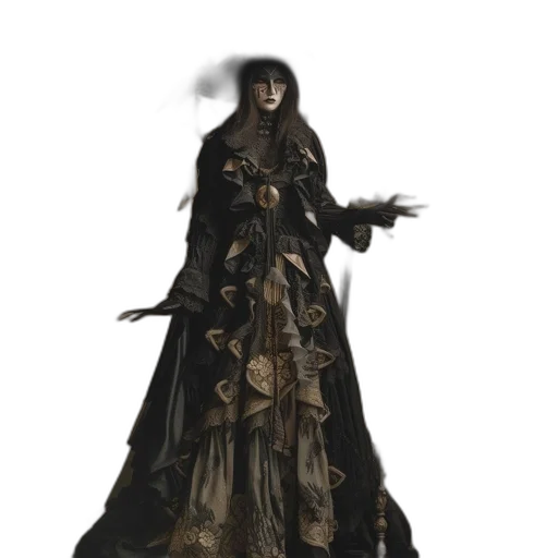 dress, staff, jacket, hat transparent PNG cut-out