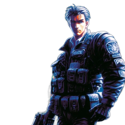 jacket, weapon, concept art, cyberpunk transparent PNG cut-out