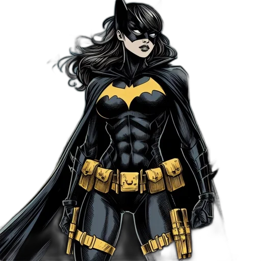 comic book art, concept art, cartoon, batgirl transparent PNG cut-out