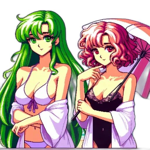 vaporwave, pixel art, anime, concept art transparent PNG cut-out