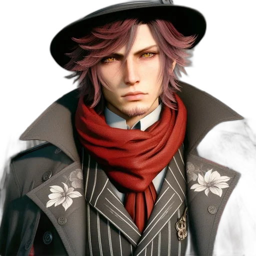 hat, jacket, face, staff transparent PNG cut-out