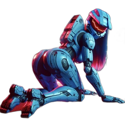 robot, concept art, cyberpunk, vaporwave transparent PNG cut-out