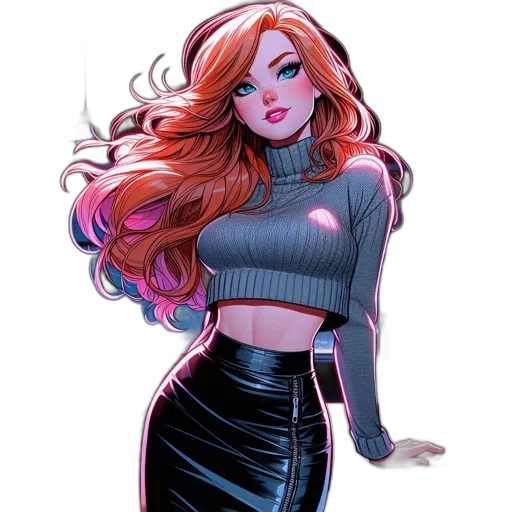 dress, jacket, hair, comic book art transparent PNG cut-out