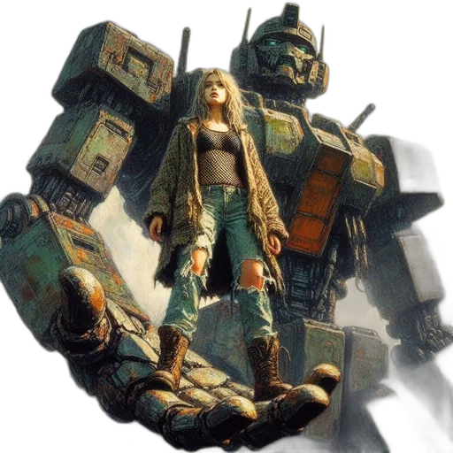 robot, weapon, concept art, cyberpunk transparent PNG cut-out