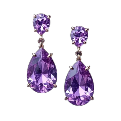 jewelry, pair, earrings, purple transparent PNG cut-out