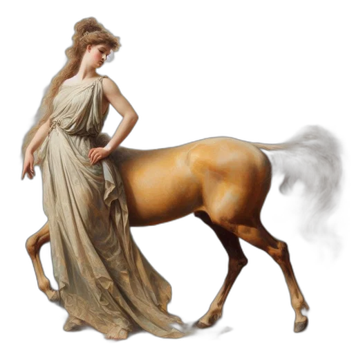 dress, animal, oil painting, photorealistic transparent PNG cut-out