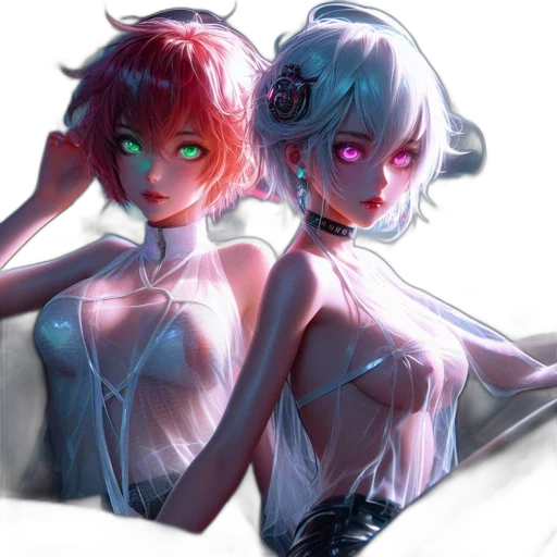concept art, anime, cyberpunk, fantasy art transparent PNG cut-out