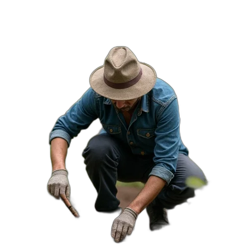 hat, staff, jacket, animal transparent PNG cut-out