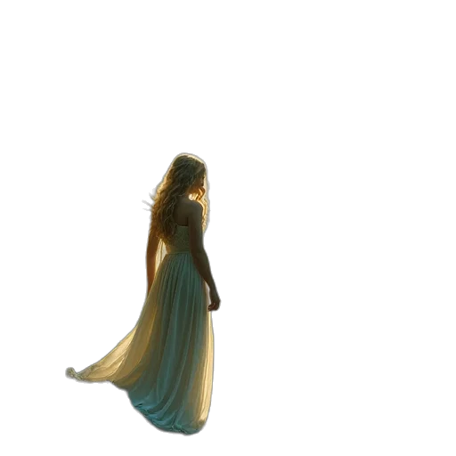 dress, jewelry, hair, staff transparent PNG cut-out