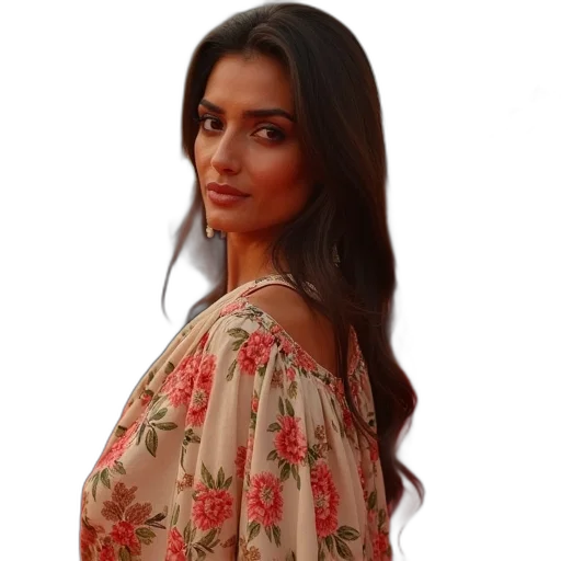 dress, staff, face, jewelry transparent PNG cut-out