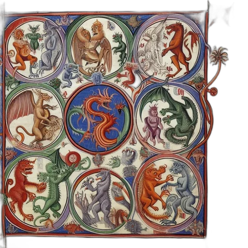 dragon, fire, colorful, medieval transparent PNG cut-out