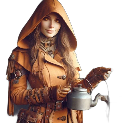 staff, jacket, weapon, fantasy art transparent PNG cut-out