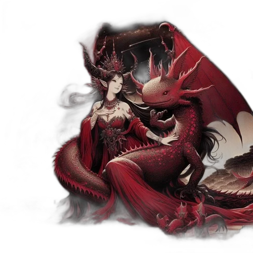 dragon, creature, dress, fantasy art transparent PNG cut-out