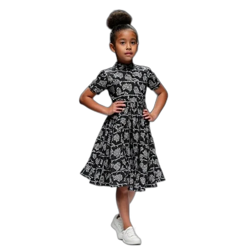 dress, monochrome, young, girl transparent PNG cut-out