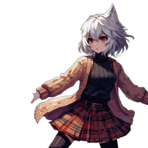 dress, jacket, staff, creature transparent PNG cut-out