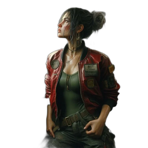 jacket, weapon, concept art, photorealistic transparent PNG cut-out
