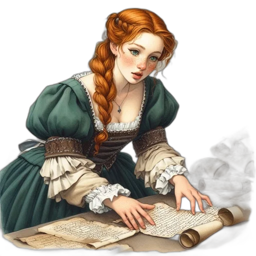 dress, jewelry, staff, fantasy art transparent PNG cut-out