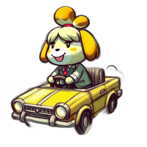 car, animal, staff, pixel art transparent PNG cut-out