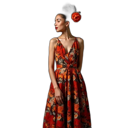 dress, jewelry, red, woman transparent PNG cut-out