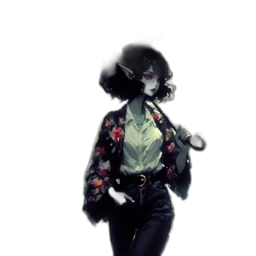 jacket, flower, dress, staff transparent PNG cut-out