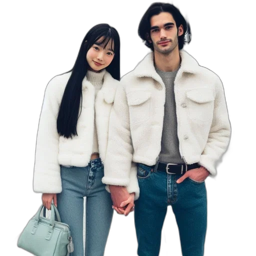 jacket, photorealistic, vaporwave, snow transparent PNG cut-out