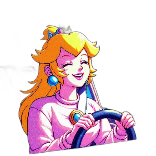 car, staff, vaporwave, pixel art transparent PNG cut-out