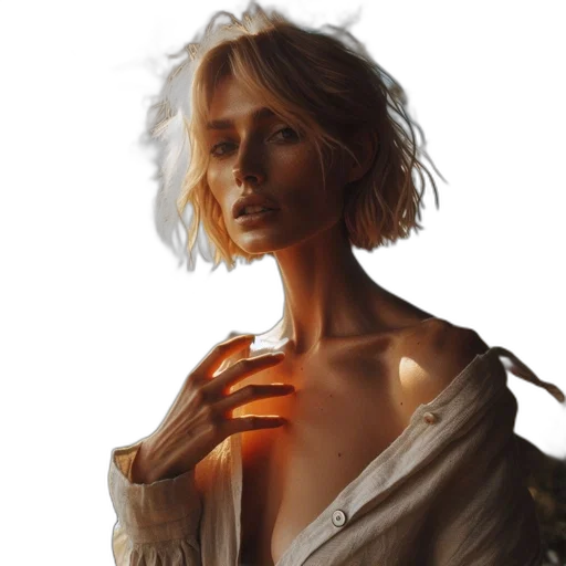 dress, face, jewelry, photorealistic transparent PNG cut-out