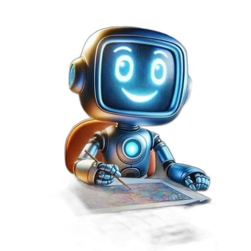robot, staff, 3d render, concept art transparent PNG cut-out