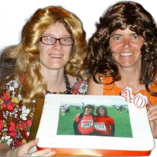 two, women, wigs, hold transparent PNG cut-out